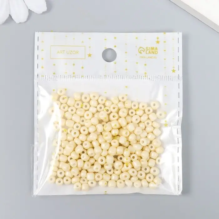 Бисер круглый 6/0 "Белый жемчуг" 20 гр