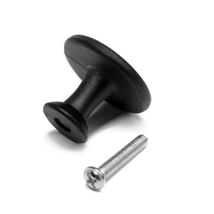 Ручка кнопка ТУНДРА РК118BL, черная, 8 шт TMP