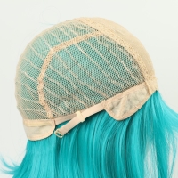 Парик искусственный, с чёлкой, имитация кожи, 30 см, цвет бирюзовый(#SHT127)