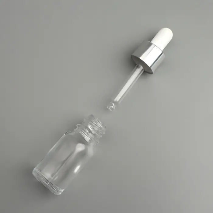 Бутылочка для хранения, с пипеткой, 10 мл, цвет серебристый/белый