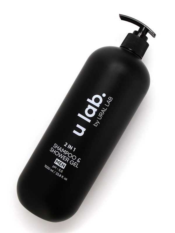 Гель для душа и шампунь мужской 2 в 1, 1000 мл, ULAB