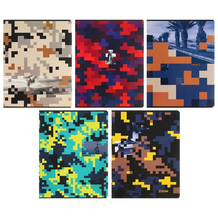 Тетрадь 96 листов в клетку Zoom, обложка мелованный картон, МИКС