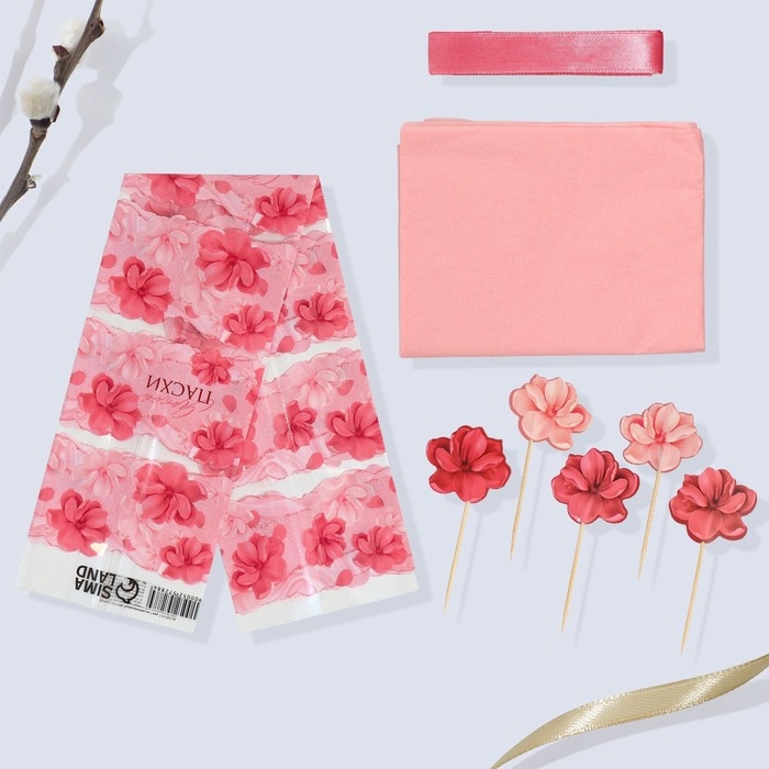 Набор для украшения кулича &laquo;Цветочный&raquo; на пасху, 18,5 х 16 х 1 см.