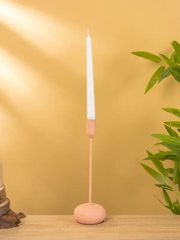 Подсвечник на 1 свечу текстурный "Пудровый" 8х8х25,5 см