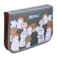 Пенал 1 секция 140 х 210 х 40 мм, откидной карман и косметичка, тканевый, Calligrata TOP Content "Коты" Пенал 1 секция 140 х 210 х 40 мм, откидной карман и косметичка, тканевый, Calligrata TOP Content "Коты"