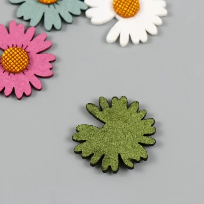 Декор для творчества иск. замша "Цветная ромашка" МИКС 2,5х2,5 см
