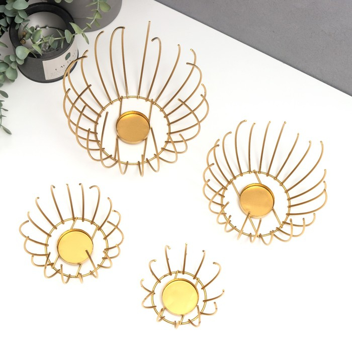 Подсвечник металл Подсвечник металл "Шар из прутьев" набор 4 шт золото 17х20х20 см