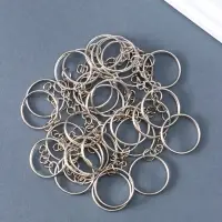 Основа для брелока кольцо металл с цепочкой серебро набор 50 шт 2,4х2,4 см