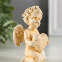 Фигура гипс "Ангел с сердцем" 6х8х5см, позолота