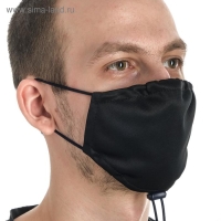 Маска тканевая, многоразовая, регулируемая, фасовка 2 шт, чёрная Маска тканевая, многоразовая, регулируемая, фасовка 2 шт, чёрная