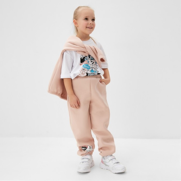 Брюки детские с начесом MINAKU: CRUSH, цвет розовый, рост 140 см