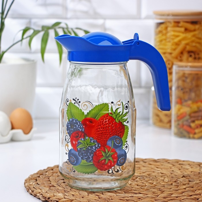 Кувшин с крышкой &laquo;Ягодный фреш&raquo;, стеклянный, 1,5 л, с крышкой