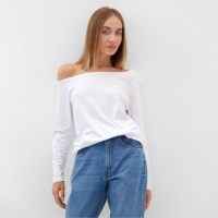 Лонгслив на одно плечо женский MINAKU: Basic line цвет белый, размер 50 Лонгслив на одно плечо женский MINAKU: Basic line цвет белый, размер 50