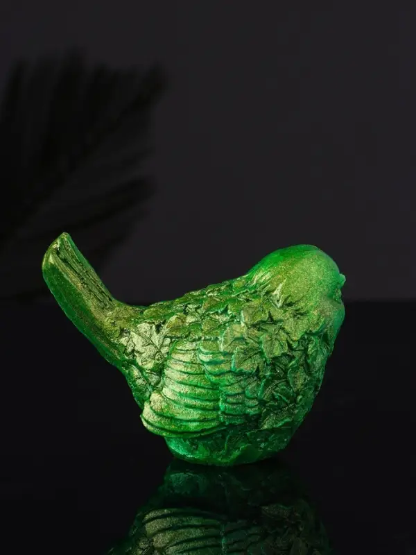 Фигура "Птичка №3 9х6х5 см, зеленый с позолотой