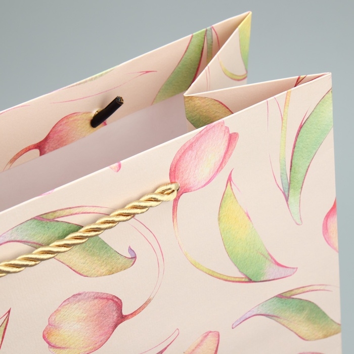 Пакет подарочный, упаковка, &laquo;Тюльпаны&raquo; 32 х 26 х 12 см
