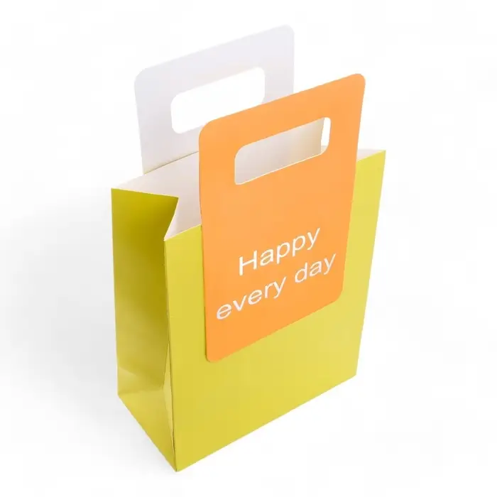 Пакет подарочный бумажный с вырубной ручкой 18&times;23&times;9 см, лайм