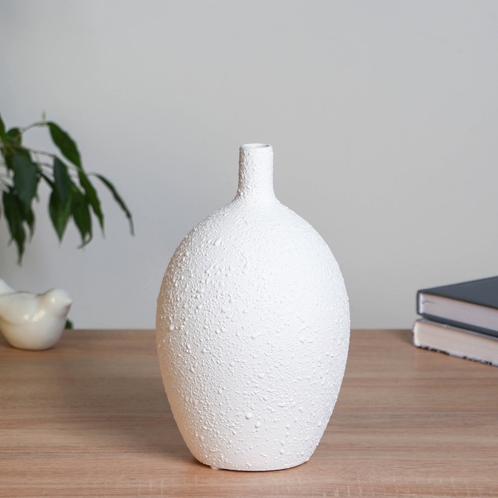 Керамическая ваза для цветов, сухоцветов &laquo;Велдон&raquo; классика, настольная, 22 см, белый