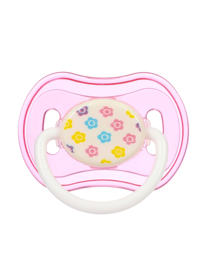 Пустышка ортодонтическая, с колпачком, от 3 мес., цвет розовый/фиолетовый