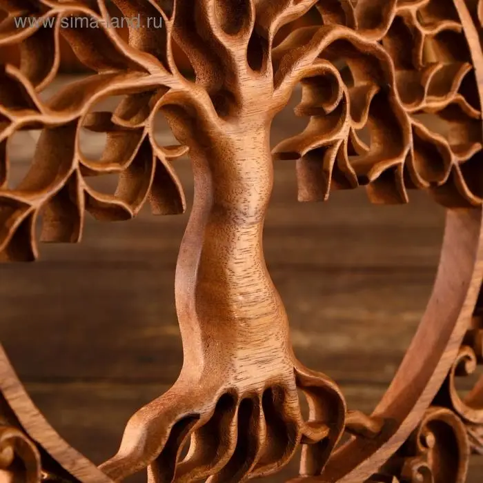 Панно резное дерево "Райское древо" 40х40х2 см