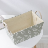 Корзина для хранения с ручками Доляна &laquo;Листья&raquo;, 31,5&times;21&times;21 см, цвет серо-зелёный