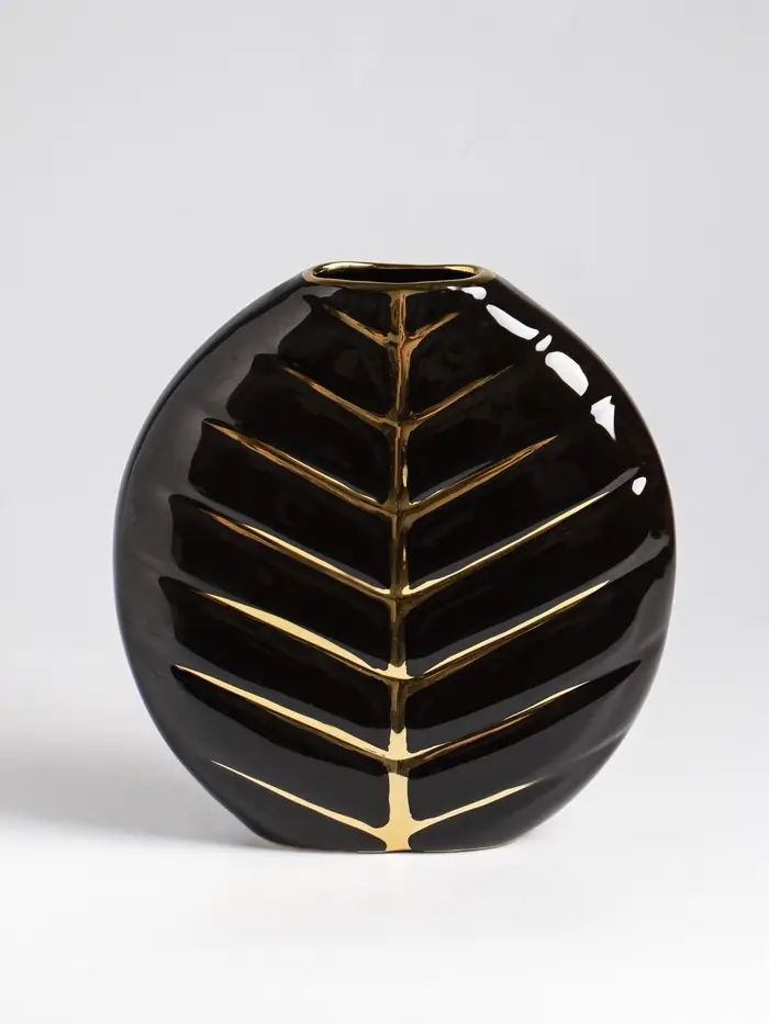 Ваза настольная керамика "Новайо" 18х17 см, чёрный
