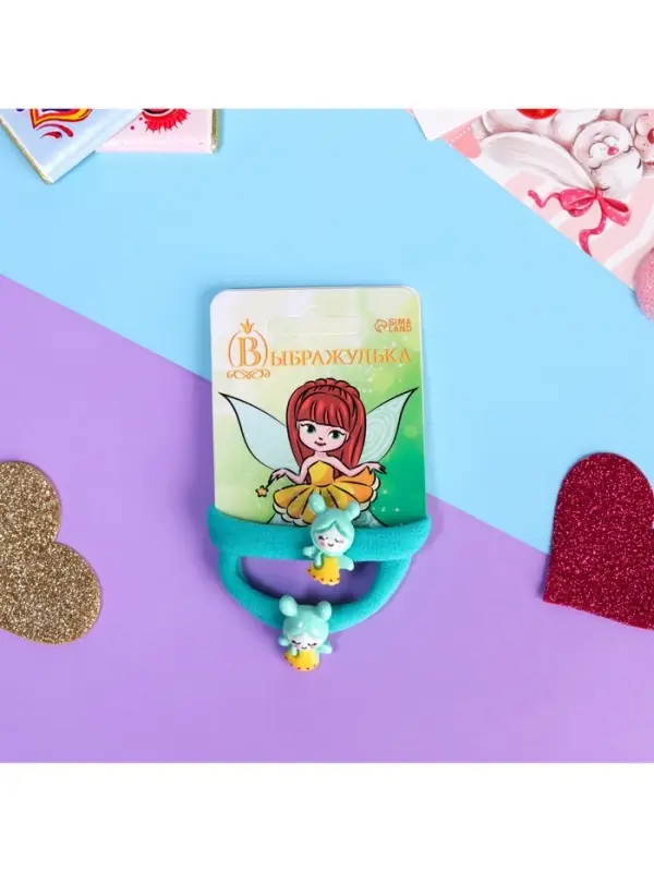 Резинка для волос &laquo;Маленькая радость&raquo;, набор 2 шт., пчёлка, 3.5 см, зелёная