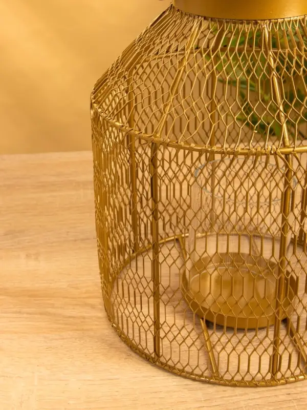 Подсвечник фонарь со стеклянной колбой 20х20х26 см, d 9 см, металл, цв. золото