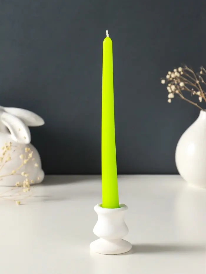 Набор свечей античных, 2,3х 24,5 см, 5 ч, 55 г, 4 штуки, зелёный