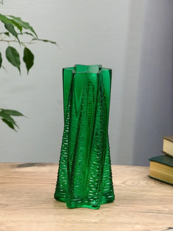 Ваза стекло настольная "Флоранс" 25х11х9 см, зелёный