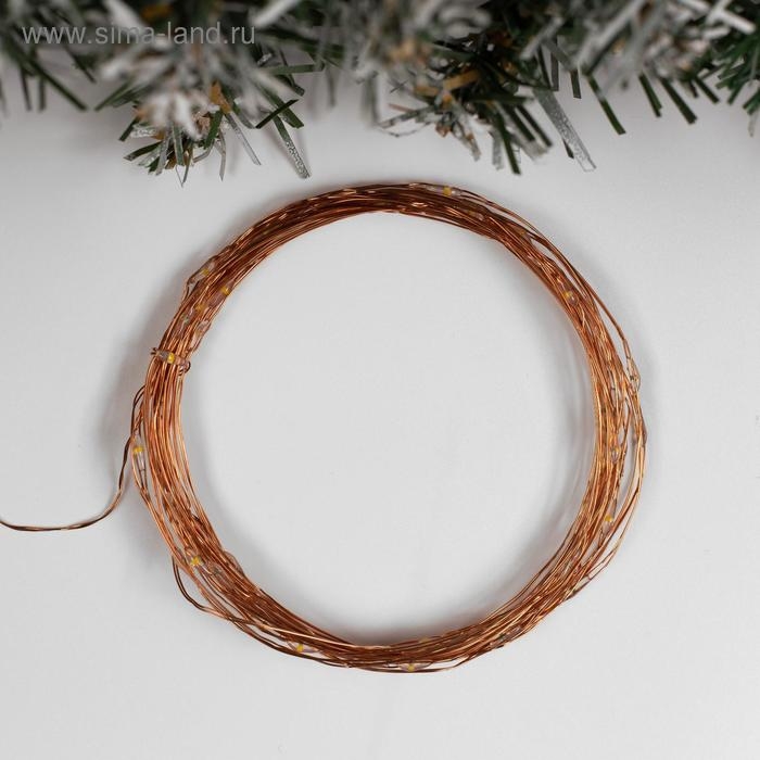 Гирлянда «Нить» 5 м роса, IP20, медная нить, 50 LED, свечение тёплое белое, USB Гирлянда «Нить» 5 м роса, IP20, медная нить, 50 LED, свечение тёплое белое, USB