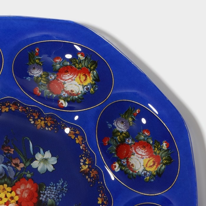 Подставка стеклянная для яиц 8 ячеек Доляна &laquo;Русские мотивы&raquo;, d=21 см