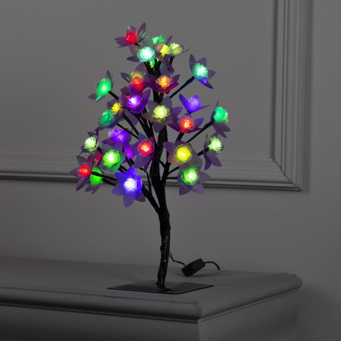 Светодиодный куст &laquo;Розы большие&raquo; 30 см, 32 LED, мигание, 220 В, свечение мульти (RG/RB)