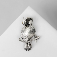 Брошь «Сова», цвет зелёный в чернёном серебре Брошь «Сова», цвет зелёный в чернёном серебре