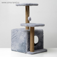 Домик для кошек с когтеточкой, квадратный, 3х-этажный, 45 &times; 47 &times; 75 см, серая