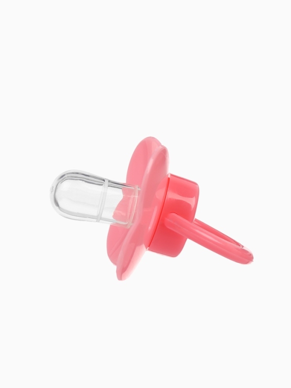 Пустышка классическая, с держателем, +0мес., цвет розовый