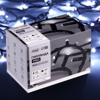 Гирлянда &laquo;Нить&raquo; 10 м, IP65, УМС, тёмная каучуковая нить, 100 LED, свечение белое, мерцание, 220 В