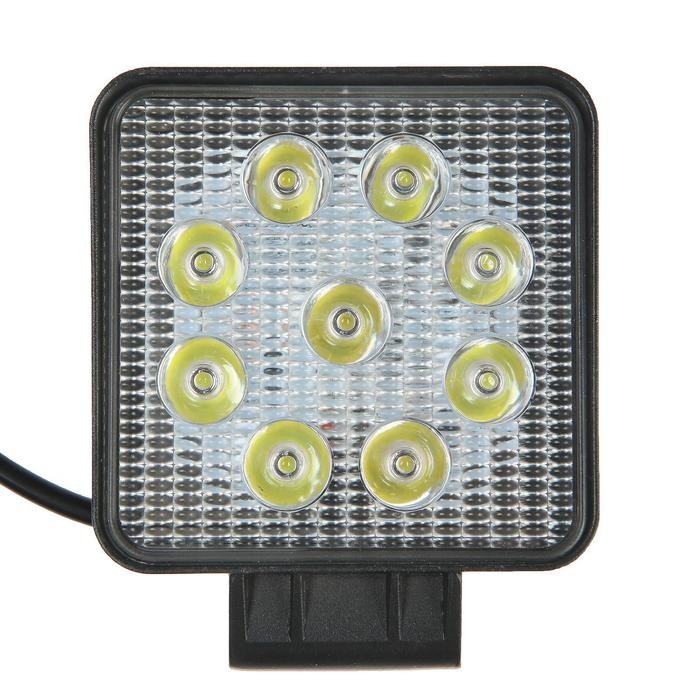 Фара светодиодная Skyway OFF ROAD, квадратная, 12/24 В, 27 Вт, 9 диодов, 107 х 107 мм, дальний свет