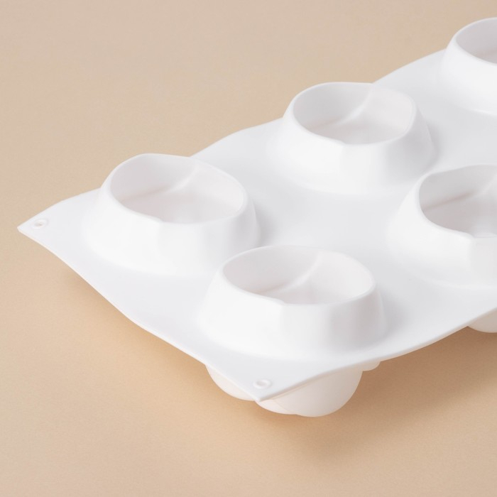 Форма для муссовых десертов и выпечки Доляна &laquo;Розы&raquo;, 30&times;17,5&times;6 см, 6 ячеек (6,5&times;6,8 см), цвет белый