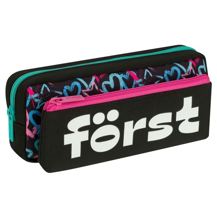 Пенал мягкий 2 отд. объем 80*205*40 F&ouml;rst "Hearts" дев чер/зел/роз FT-PM-070407