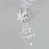 Наклейка пластик стразы на волосы "Сердца"  26,5х13 см