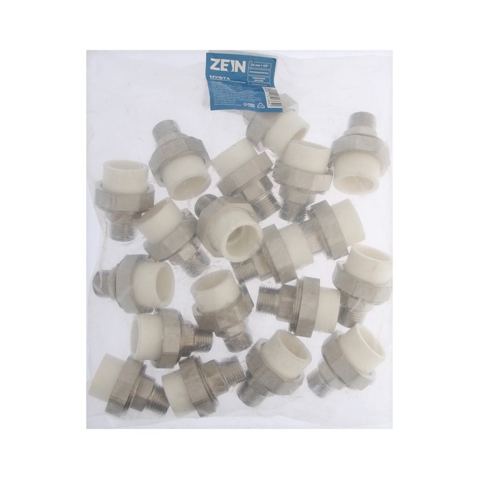 Муфта комбинированная ZEIN, полипропиленовая, американка, наружная резьба, d=25 мм х 1/2"