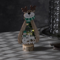 Светодиодная фигура &laquo;Олень&raquo; 12 &times; 18 &times; 6 см, дерево, батарейки CR2032х1 (в комплекте), свечение тёплое белое