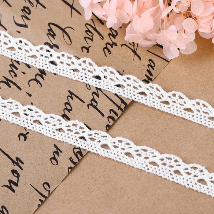 Кружево вязаное, 10 мм &times; 15 &plusmn; 1 м, цвет кипенно-белый