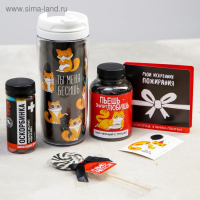 Гифтбокс &laquo;Подарок, который ты заслужил&raquo;, чай 50 г., термостакан 350 мл., драже шоколадное 80 г., шоколад 4 шт. * 5 г., леденец 30 г.