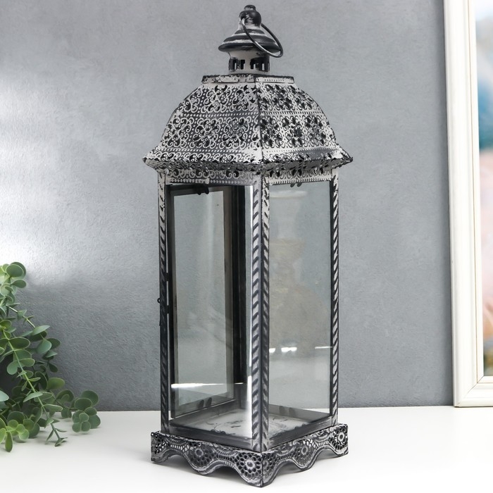 Подсвечник металл фонарь "Цветы из бабочек" 45х14,5х14,5 см