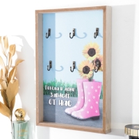 Крючки декоративные дерево "Подсолнухи в резиновых сапогах" 30х20х3 см