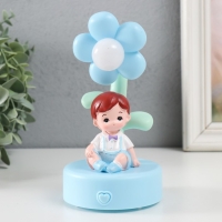 Сувенир полистоун свет "Малыш/Малышка у цветка" МИКС 14,5*8*8см