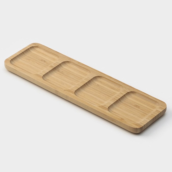 Менажница Striata, 4 секции, 33&times;9,5 см, цвет бежевый