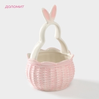 Конфетница Доляна &laquo;Зайка&raquo;, 13,3&times;21,5 см, цвет розовый