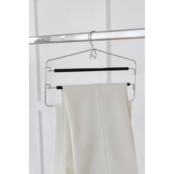 Плечики - вешалка для одежды LaDо́m Doux, 37&times;31см, многоуровневая, антискользящее покрытие, цвет чёрный